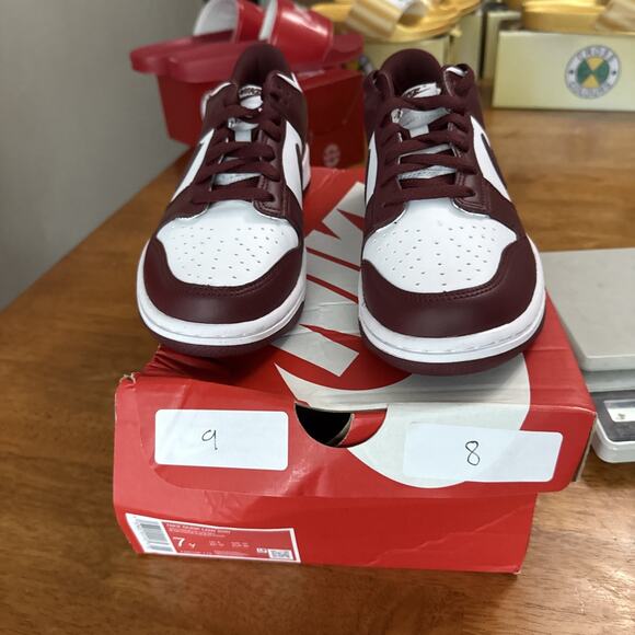 Nike Other - Size 7 Big Kid's Nike Dunk Low White/Redwood-Gym Red (FB9109 115) BS288